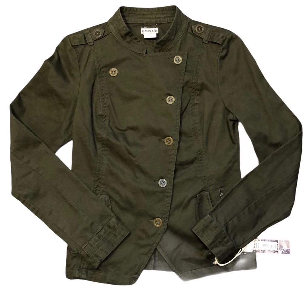 Hang Ten Military Style Button Green Jacket- SZ M